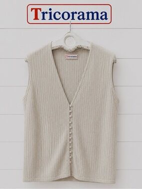 TRICORAMA – CASHMERE TOUCH KNIT VEST – SIZE L